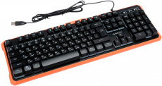 Клавиатура Гарнизон GK-320G (USB, регулируемая подсветка, антифантомные механизированные клавиши, игровая, мультимедийная, black-orange)