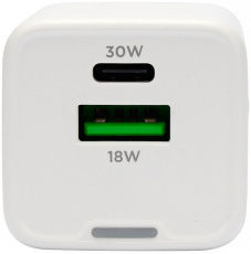 Адаптер питания скоростной Cablexpert MP3A-PC-63 (100-240V - USB, USB Type-C, 5V-3А, 9V-3A, 12V-2.5A, 15V-2A, 30W, быстрая зарядка, QC4.0, PD3.0, GaN, white)