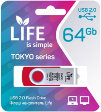 Флеш накопитель USB 2.0 64Gb LIFE TOKYO (LF64TORED-01, red)