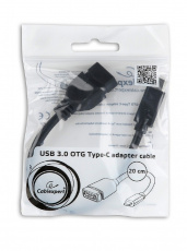 Кабель-переходник USB-OTG (A-OTG-CMAF3-01, USB3.0 Type-C / USB3.0 (F), 0.2m, экранированный, пакет, black) Cablexpert