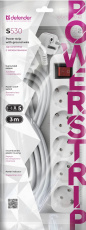 Сетевой удлинитель Defender S530 (5 розеток, 3 метра, 10A, white) OEM