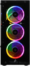 Корпус 1STPLAYER FIRE DANCING V2-A (V2-A-4R1) (без БП, ATX, USB3.0, 4x rainbow LED Fan, black)