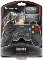 Геймпад Defender Crusher (PC/PS3/iOS/Android, Dinput / Xinput, проводной USB 1.8m / беспроводной Bluetooth до 10m, аккумулятор 400mAh, вибрация, держатель для смартфона, black)