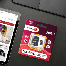Карта памяти SDXCmicro Card 64Gb FUMIKO (FSD-09, Class 10, UHS-I, до 104MB/s, адаптер SD)