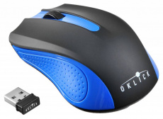 Мышь беспроводная Oklick 485MW+ (optical, 1200dpi, 2xAAA, soft-touch, black-blue)