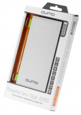 Внешний аккумулятор QUMO PowerAid Slim Style (литий-полимерный, 10000mAh, 1*USB 2A, вход 1А, white)