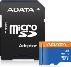 Карта памяти SDXCmicro Card 128Gb ADATA (AUSDX128GUICL10A1-RA1, Class 10, UHS-I, 100/25MB/s, адаптер SD)