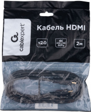 Кабель HDMI (m) - HDMI (m) 2.0m (CC-HDMI4L-2M, 4K, ver.2.0, с позолоченными контактами, экранированный, black) Cablexpert