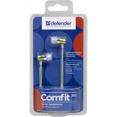 Наушники Defender Comfit-260 (затычки, без микрофона, 1.1m, металлический корпус, green)