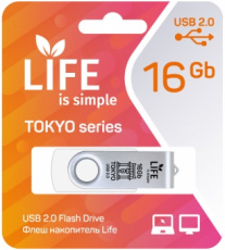 Флеш накопитель USB 2.0 16Gb LIFE TOKYO (LF16TOWHITE-01, white)