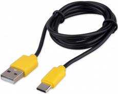 Кабель USB 2.0 Am - Type-C 1.0m (GCC-USB2-AMCM-1M-BY, 2.4A, быстрая зарядка, QC3.0, black-yellow) Гарнизон