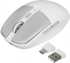 Мышь беспроводная DEXP DCM-807D (Bluetooth/2.4GHz, optical, 1600dpi, аккумулятор, soft touch, white)