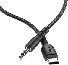 Кабель-переходник USB Type-C (m) - 3.5mm Jack (m) (UPA17, 1m, нейлоновая оплётка, black) hoco