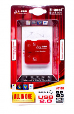 Карт-ридер L-PRO #1140 (microSD, SDHC, M2, MMC, MS, MS Duo, RS-MMC, red, USB2.0)