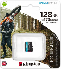 Карта памяти SDXCmicro Card 128Gb Kingston (SDCG3/128GBSP, Class 10, UHS-I U3, 170MB/s, без адаптера)