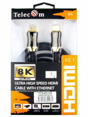 Кабель HDMI (m) - HDMI (m) 2.0m (TCG300-2M, 8K, ver.2.1, медь, с позолоченными контактами, black) Telecom
