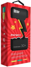 Внешний аккумулятор More Choice PB52-30 (литий-полимерный, 30000mAh, 2xUSB 5V 2.1A, вход Type-C/microUSB 5V 2A, black)