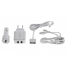 Зарядное устройство от прикуривателя (набор) Floston F09SUSBE for All iPod & iPhone/ BlackBerry/ HTC, HOME+CAR, Output:1000ma, White