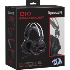 Наушники Redragon BIO (полноразмерные закрытые, c микрофоном, игровые, 2m, black/red)