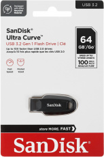 Флеш накопитель USB 3.2 64Gb SanDisk Ultra Curve (SDCZ550-064G-G46, 100/40MB/s, black)