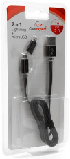 Кабель USB 2.0 Am - micro USB + Lightning 1.0m (CC-mAPUSB2bk 1m, силиконовый шнур, блистер, black) Cablexpert