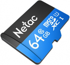 Карта памяти SDXCmicro Card 64Gb Netac P500 Standard (NT02P500STN-064G-R, Class 10, UHS-I, 90MB/s, адаптер SD)