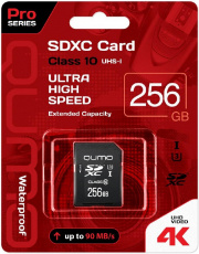 Карта памяти SDXC Card 256Gb QUMO (QM256GSDXC10U1, Class 10, UHS-I U3, 90/70MB/s)