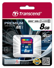 Карта памяти SD Card 8Gb Transcend (TS8GSDU1, Class 10, UHS-I, 90MB/s)