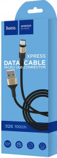 Кабель USB 2.0 Am - micro USB 1.0m (X26 Xpress, 2.4A, быстрая зарядка, нейлоновая оплётка, black-gold) hoco