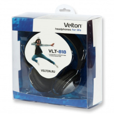 Наушники Velton VLT-818 (накладные закрытые, с микрофоном, 2m, black-silver)