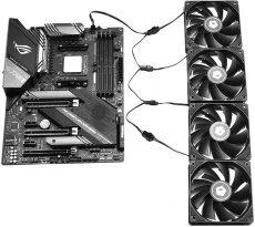 Разветвитель питания 4pin PWM Fan (m) -> 4x Fan 3pin (f) (FS-04, 200+100+100+100mm, black) ID-Cooling