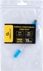 Кабель-переходник (CCA-UC3.5F-01-W, медь, Type-C (m) / 3.5mm Jack (f) 4pin, 0.15m, white) Cablexpert
